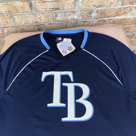 Genuine Merchandise Men's Navy White Tampa Bay Rays Pull On Baseball Jersey 2XL - Picture 4 of 12